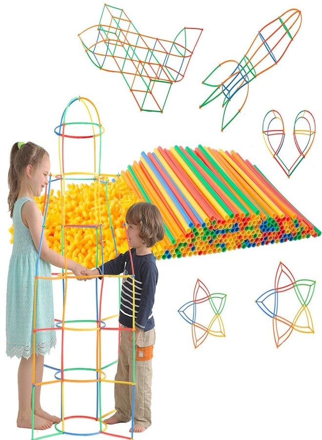 PULSBERY Straw Building Block-Straw Educational Plastic Building Blocks for Kids Smart City Blocks Game in Different Shapes,Educational Toys for 3-8 Years Old Kids(Random Color,90+ Piece) - Image 1